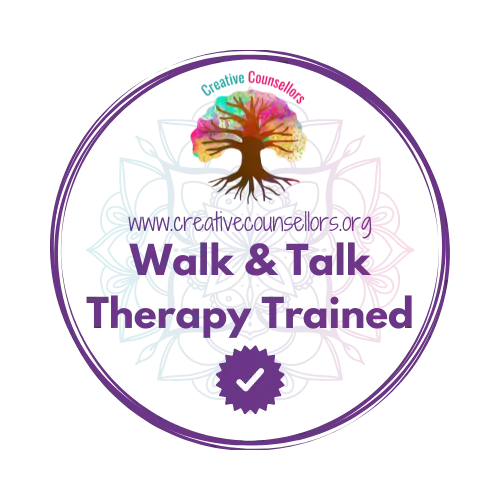 Walk and Talk Therapy trained practitioner logo.
